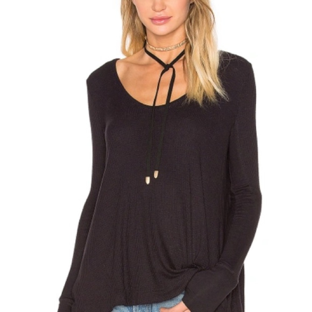 We The Free Black Long Sleeve Relaxed Blouse